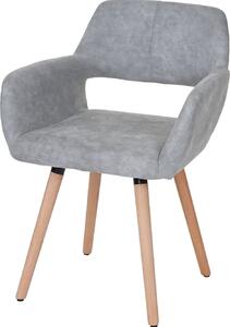 Jídelní židle HWC-A50 II, židle kuchyňská židle, retro design 50. let textil, vintage betonově šedá, světlé nohy