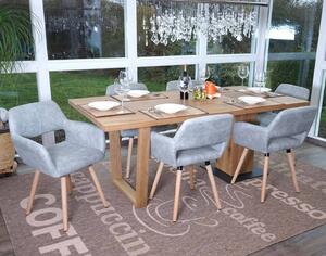 Sada 6 jídelních židlí HWC-A50 II, kuchyňská židle, retro design 50. let textil, vintage betonově šedá, světlé nohy