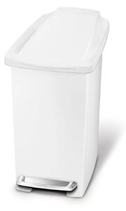 Pedálový odpadkový koš Simplehuman – 10 l, úzký, bílý plast