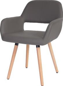 Jídelní židle HWC-A50 II, židle kuchyňská židle, retro design 50. let Imitace kůže, šedá, světlé nohy
