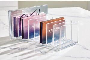 Ibenzoa® Držák na paletky s make-upem, průhledný s bílými detaily, 7 přihrádek, plast bez BPA, rozměry 20,5 × 10,2 × 9,3 cm – stohovatelný, vhodný na toaletní stolek i do zásuvky