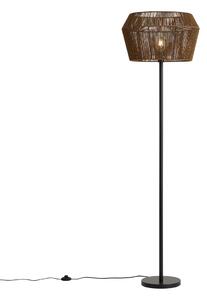 Stojací lampa černá s hnědým stínidlem z papírového provazu 50/50/30 - Simplo