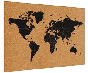 ALLboards Korková tabule MAPA SVĚTA, bezrámová 90x60 cm TK96_MAP