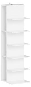 SoBuy Rohový regál bílý se 7 policemi, moderní minimalistický, do obývacího pokoje Vysoký úzký regál ve tvaru L se STR14-W