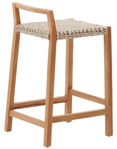 Teaková zahradní barová židle Kave Home Giverola 67,5 cm s výpletem