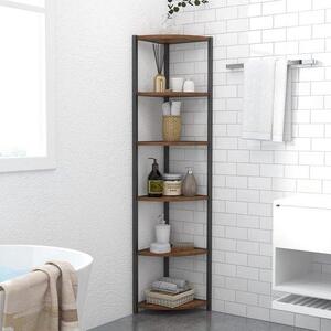 Ibenzoa® Regál – úsporný design, 6 polic, průmyslový vzhled | 34 x 34 x 165 cm, robustní konstrukce z dřevotřísky a kovového rámu, nosnost 15 kg na polici