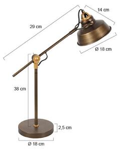 Mexlite Stolní lampa Nove, bronzová, kovová, E27, Bronz / starožitná mosaz, Pracovna / kancelář, kov, Industriální design