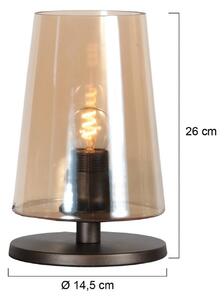 Steinhauer Stolní lampa Ancilla hnědá/jantarová, 26 cm, kov, sklo, E27, Hnědá / rez, Obývací pokoj / jídelna, kov