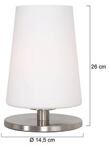Steinhauer Stolní lampa Ancilla, ocel, výška 26 cm, kov, sklo, E27, Hliník / šedá / zinek, Obývací pokoj / jídelna, kov
