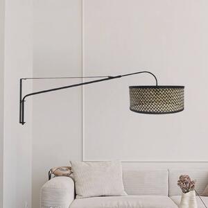 Steinhauer Nástěnné světlo Elegant Classy, černé/pletenina černá a dřevo, Černá, Obývací pokoj / jídelna, kov