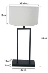 Steinhauer Stolní lampa Stang 3860ZW, černá/bílý plátno, výška 55 cm, Černá, Obývací pokoj / jídelna, kov