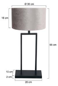 Steinhauer Stolní lampa Stang 3858ZW, černá/stříbrný velur, výška 55 cm, Černá, Obývací pokoj / jídelna, kov