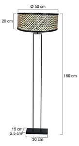 Steinhauer Stojací lampa Stang, černá/černý pletený stínidlo/dřevo, Černá, Obývací pokoj / jídelna, kov, Moderní