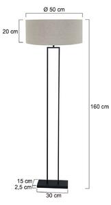 Steinhauer Stojací lampa Stang, černá/plátno v barvě bahna, výška 160 cm, E27, Černá, Obývací pokoj / jídelna, kov, Moderní