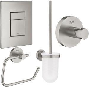 Sada splachovací tlačítko Grohe Skate 38732DC0, záchodová štětka Grohe Essentials 40374DC1, 40689DC1, 40364DC1