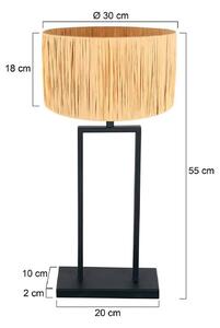 Steinhauer Stolní lampa Stang 3857ZW, mořská tráva, černá/přírodní, výška 55 cm, Černá, Obývací pokoj / jídelna, kov
