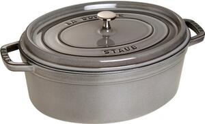 Oválný litinový hrnec Staub 31 cm, šedý