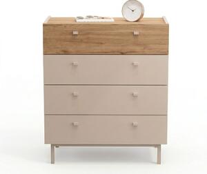 Komoda Lukex 6 (písková + dub). Akce -22%