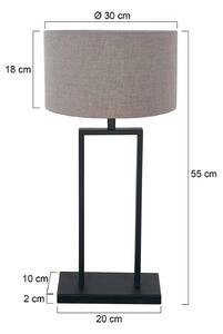 Steinhauer Stolní lampa Stang 3860ZW, černá/plátno v barvě bahna, výška 55 cm, Černá, Obývací pokoj / jídelna, kov