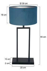 Steinhauer Stolní lampa Stang 3862ZW, černá/modrý velur, výška 55 cm, Černá, Obývací pokoj / jídelna, kov