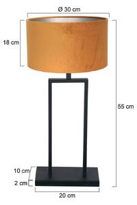 Steinhauer Stolní lampa Stang 3858ZW, černá/zlatý velur, výška 55 cm, Černá, Obývací pokoj / jídelna, kov