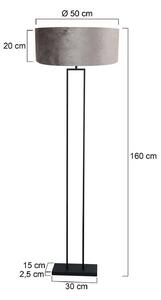 Steinhauer Stojací lampa Stang, černá/stříbrný velur, výška 160 cm, E27, Černá, Obývací pokoj / jídelna, kov, Moderní
