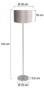Mexlite Stojací lampa Noor, ocel/stříbrný velur, výška 144 cm, E27, Hliník / šedá / zinek, Obývací pokoj / jídelna, kov