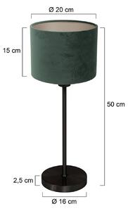 Mexlite Stolní lampa Noor, černá/zelený velur, výška 50 cm, E27, Černá, Obývací pokoj / jídelna, kov