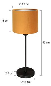 Mexlite Stolní lampa Noor černá/zlatý velur, výška 50 cm, E27, Černá, Obývací pokoj / jídelna, kov