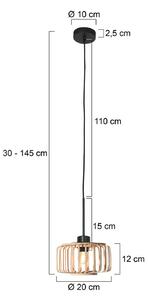 Steinhauer Závěsné světlo Sparkled Light, černá/přírodní bambus, Ø 20 cm, stmívatelný, Světlé dřevo, Obývací pokoj / jídelna, Bambus