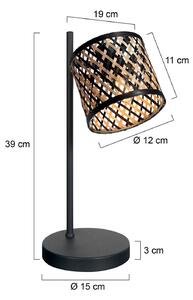 Mexlite Stolní lampa Sumba, černá, bambus přírodní/černý, E14, Černá, Obývací pokoj / jídelna, kov