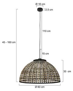 Steinhauer Závěsné světlo Sparkled Light 4477ZW, bambusové pletivo, Ø 60 cm, stmívatelný, Černá, Obývací pokoj / jídelna, Bambus