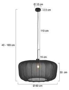 Steinhauer Závěsné světlo Sparkled Light, černý nylon, Ø 60 cm, E27, stmívatelný, Černá, Obývací pokoj / jídelna, Textil / tkanina / hedvábí, Moderní