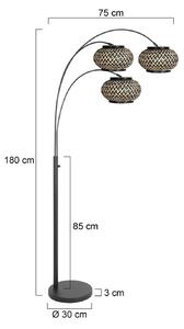 Steinhauer Stojací lampa Nox Light, 3 žárovky, černá, bambusové pletivo, E27, Černá, Obývací pokoj / jídelna, kov