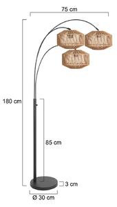 Steinhauer Stojací lampa Nox Light, 3 žárovky, černá, hnědý kabel, E27, Černá, Obývací pokoj / jídelna, kov