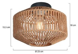 Anne Light Stropní světlo Bloeba, černé, hnědé lanko, Ø 23 cm, stmívatelný, Černá, Obývací pokoj / jídelna, kov