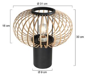 Anne Light Stolní lampa Bloeba, černá, bambusové tyče, Ø 31 cm, Černá, Obývací pokoj / jídelna, kov