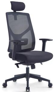 Kancelářská ergonomická židle ARES s podhlavníkem — síť, černý plast, nosnost 120 kg