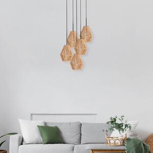 Anne Light Závěsné světlo Ropex 4526, 5 žárovek, kulaté, černé, lanko hnědé, stmívatelný, Černá, Obývací pokoj / jídelna, kov