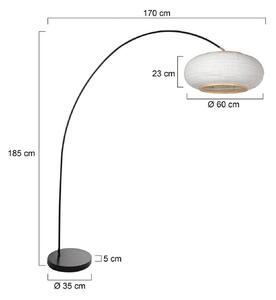 Mexlite Stojací lampa Solva, černá/šedé plátno, výška 185 cm, Černá, Obývací pokoj / jídelna, kov