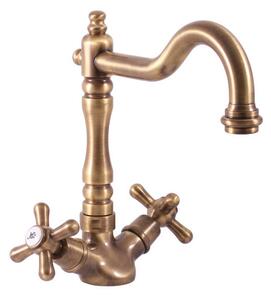 Dřezová baterie RAV SLEZÁK Morava s otočným ramínkem stará mosaz MK120.0/8SM