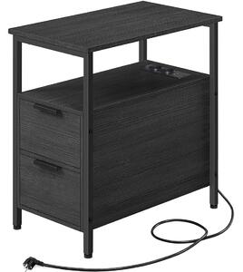 Noční / Boční stolek Stranda s elektrickými a USB zásuvkami - 61x60x35 cm | černý