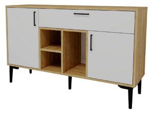 Komoda Trubas (dub safírový + bílá). Akce -20%