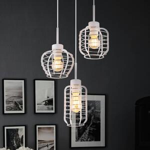 Globo Závěsné světlo Nesa, Ø 37 cm, bílé/chromové, kov, 3ramenné, stmívatelný, Bílá / opál, Obývací pokoj / jídelna, kov