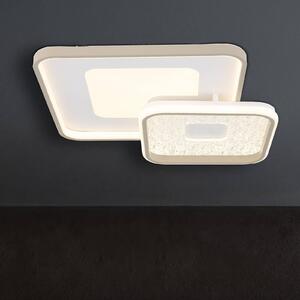 Globo LED stropní svítidlo Mosaiko, délka 50 cm, bílá/písková kovová, stmívatelný, Krémová / jantar, Obývací pokoj / jídelna, kov, Moderní