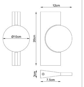 Globo LED nástěnné světlo Jasper, výška 20 cm, matný nikl, kov, Hliník / šedá / zinek, Obývací pokoj / jídelna, kov, Moderní