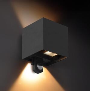 Brilagi - LED Venkovní nástěnné svítidlo se senzorem CUBE LED/6W/230V černá