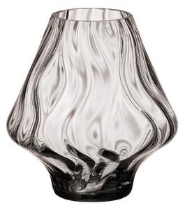 Skleněná váza Optic zvlněná černá 17 cm