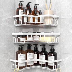 QuickShopping - Diwoker sprchový box bez vrtačky, prkno Koupelna Caddy White, Sada 3 ks, Ideální pro sprchu, Koupelna organizace, Wall Montáž