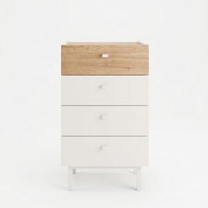 Komoda Lukex 3 (písková + dub). Akce -15%